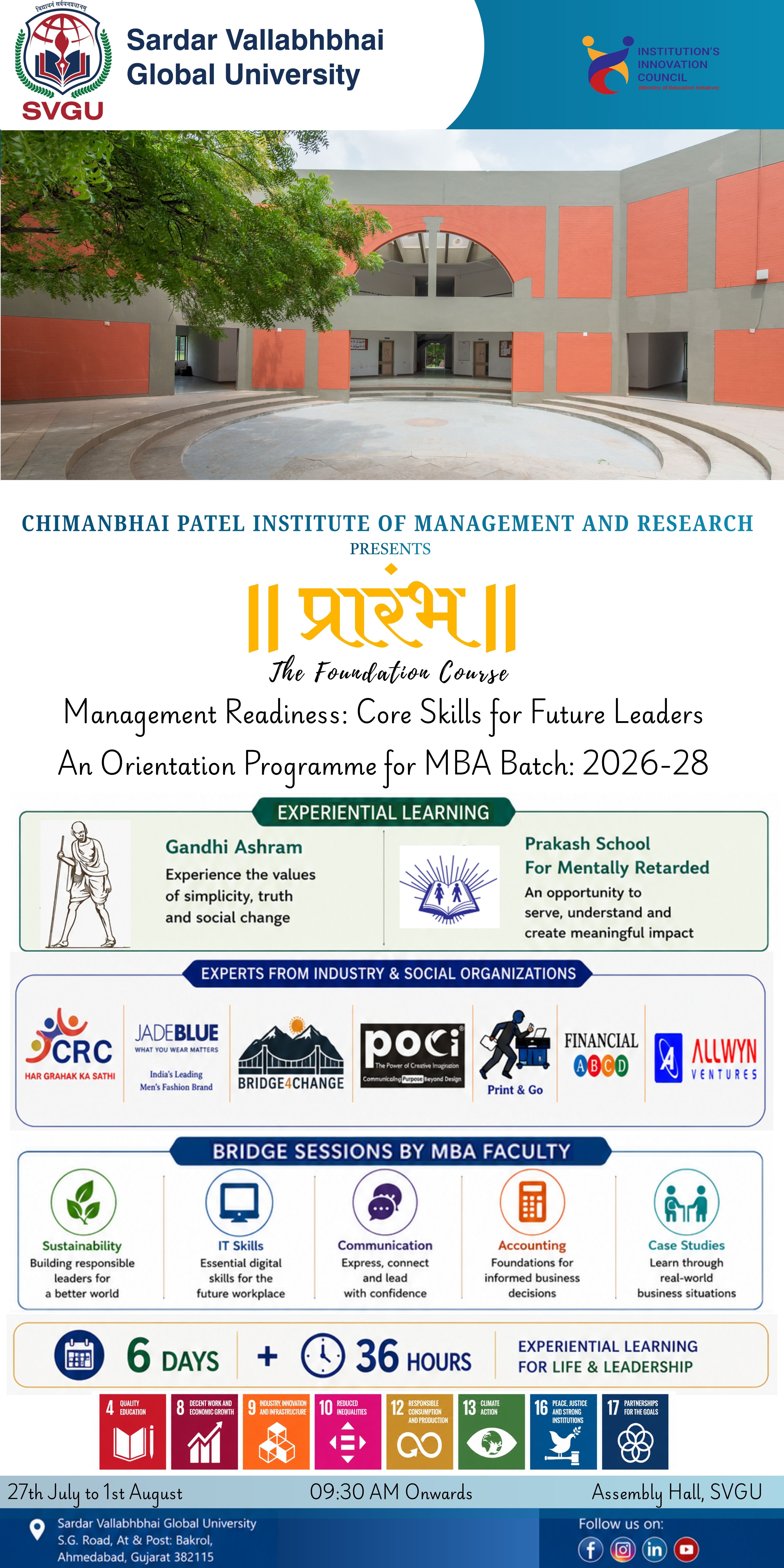 Prarambh 2026 – Foundation Course for MBA Batch 2026–28