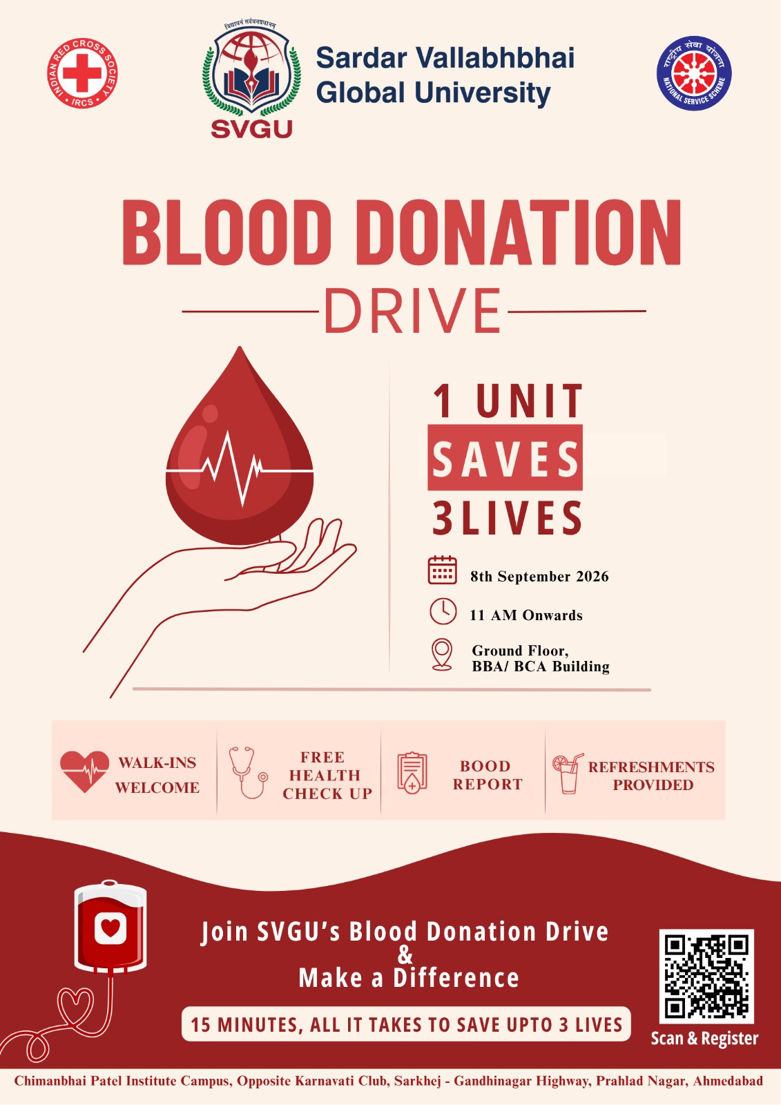 SVGU Blood Donation Drive: Students, Faculty Join Hands for Social Cause